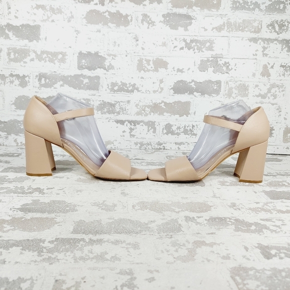 New Calvin Klein Quelyn Tan Leather Block Heel Sandals F932 - Picture 7 of 13